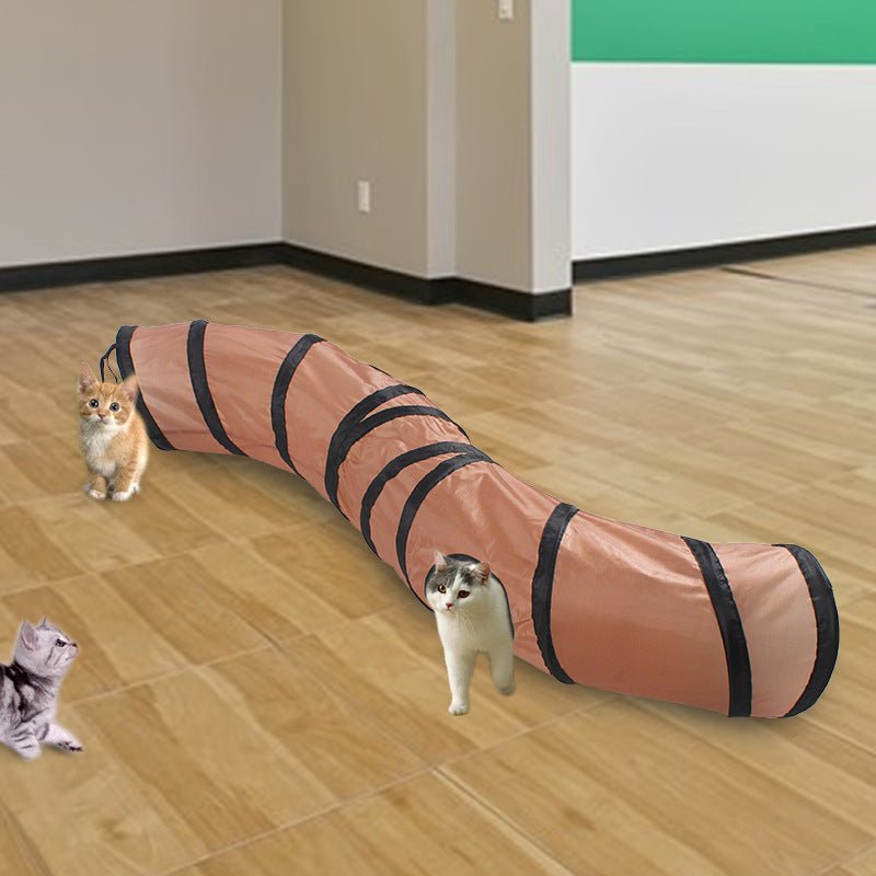 Pet Cat Bending S-shaped Collapsible Tunnel Toys - #amazingpetmarket#