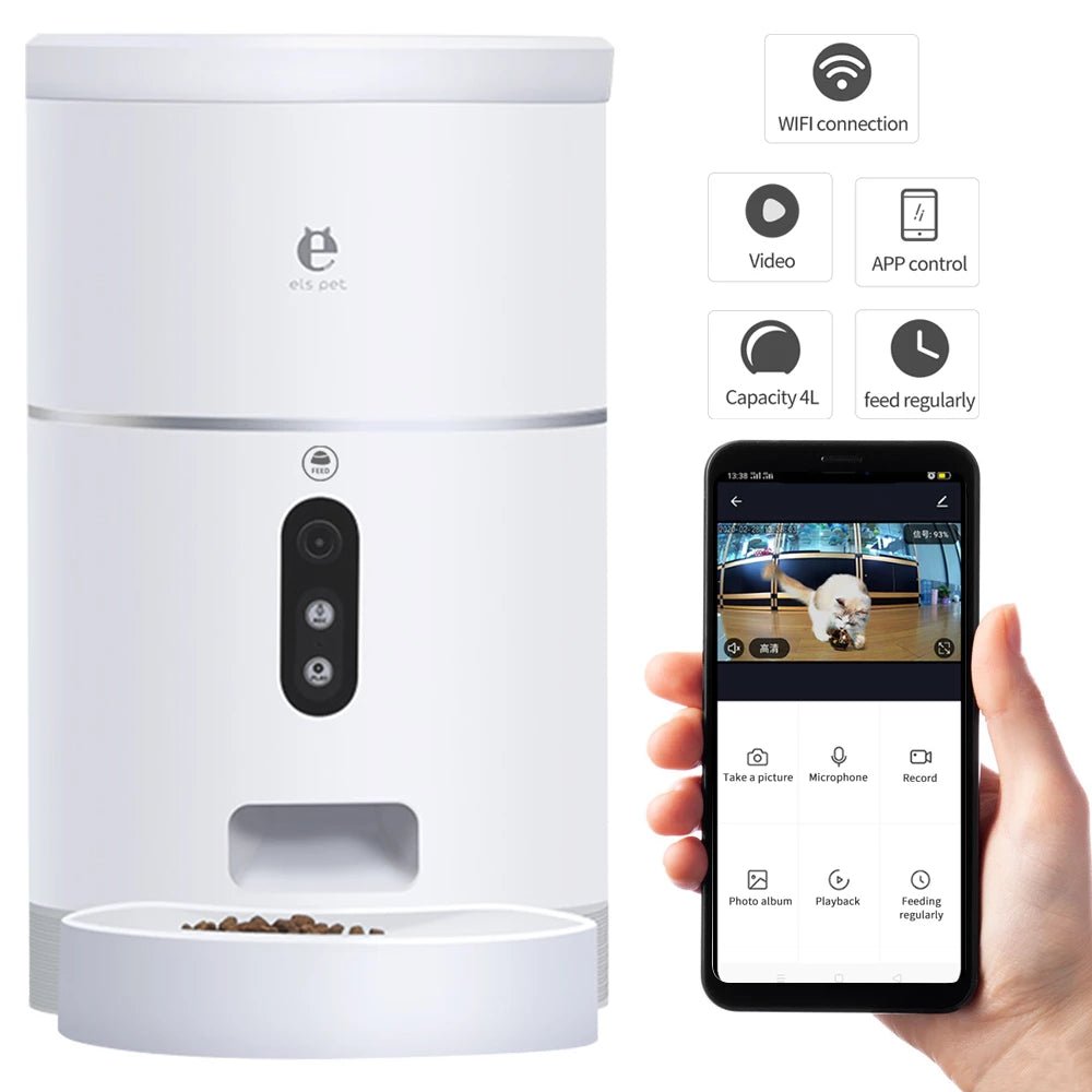 Pet Dog Cat Food Dispenser Bowl with Camera Wide Angle Automatic Pet Feeder Food Bowl APP Control Pet Accessories - #amazingpetmarket#