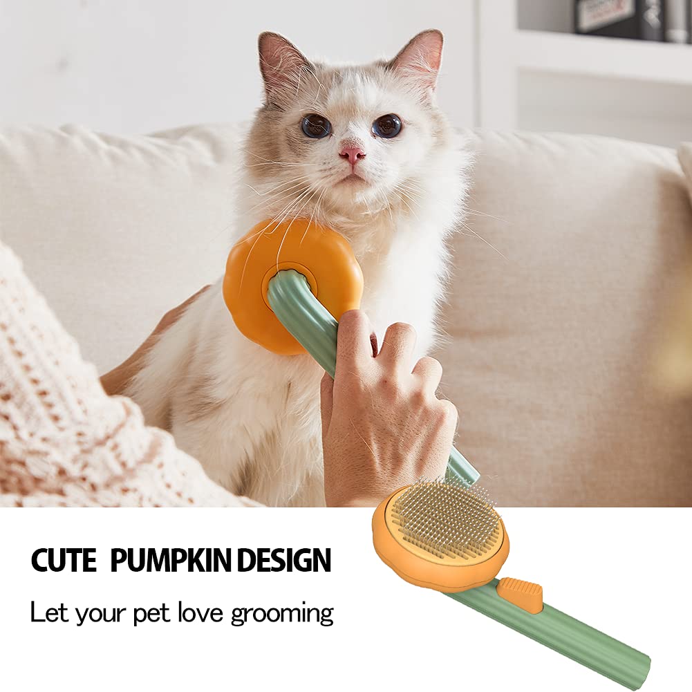 Pet Pumpkin Brush, Pet Grooming Self Cleaning Slicker Brush For Dogs Cats Puppy Rabbit, Cat Brush Grooming Gently Removes Loose Undercoat, Mats Tangled Hair Slicker Brush - #amazingpetmarket#