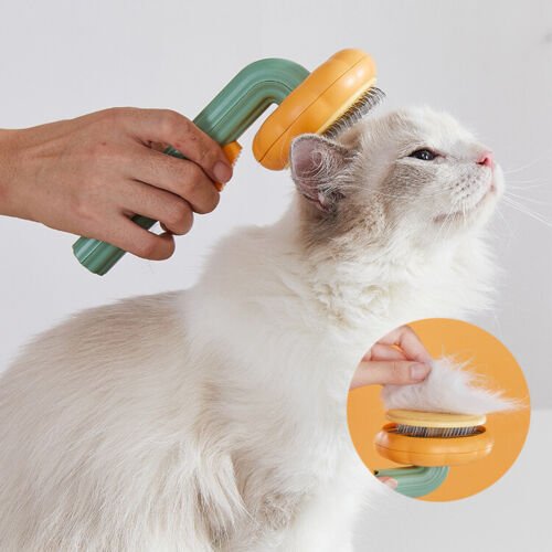 Pet Pumpkin Brush, Pet Grooming Self Cleaning Slicker Brush For Dogs Cats Puppy Rabbit, Cat Brush Grooming Gently Removes Loose Undercoat, Mats Tangled Hair Slicker Brush - #amazingpetmarket#