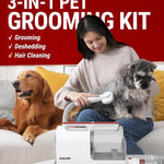 VacLife Pet Hair Vacuum For Shedding Grooming With Dog Clipper - Multipurpose Dog Grooming Kit With Brushes And Other Grooming Tools For Dogs And Cats - Low-Noise - White And Red - #amazingpetmarket#